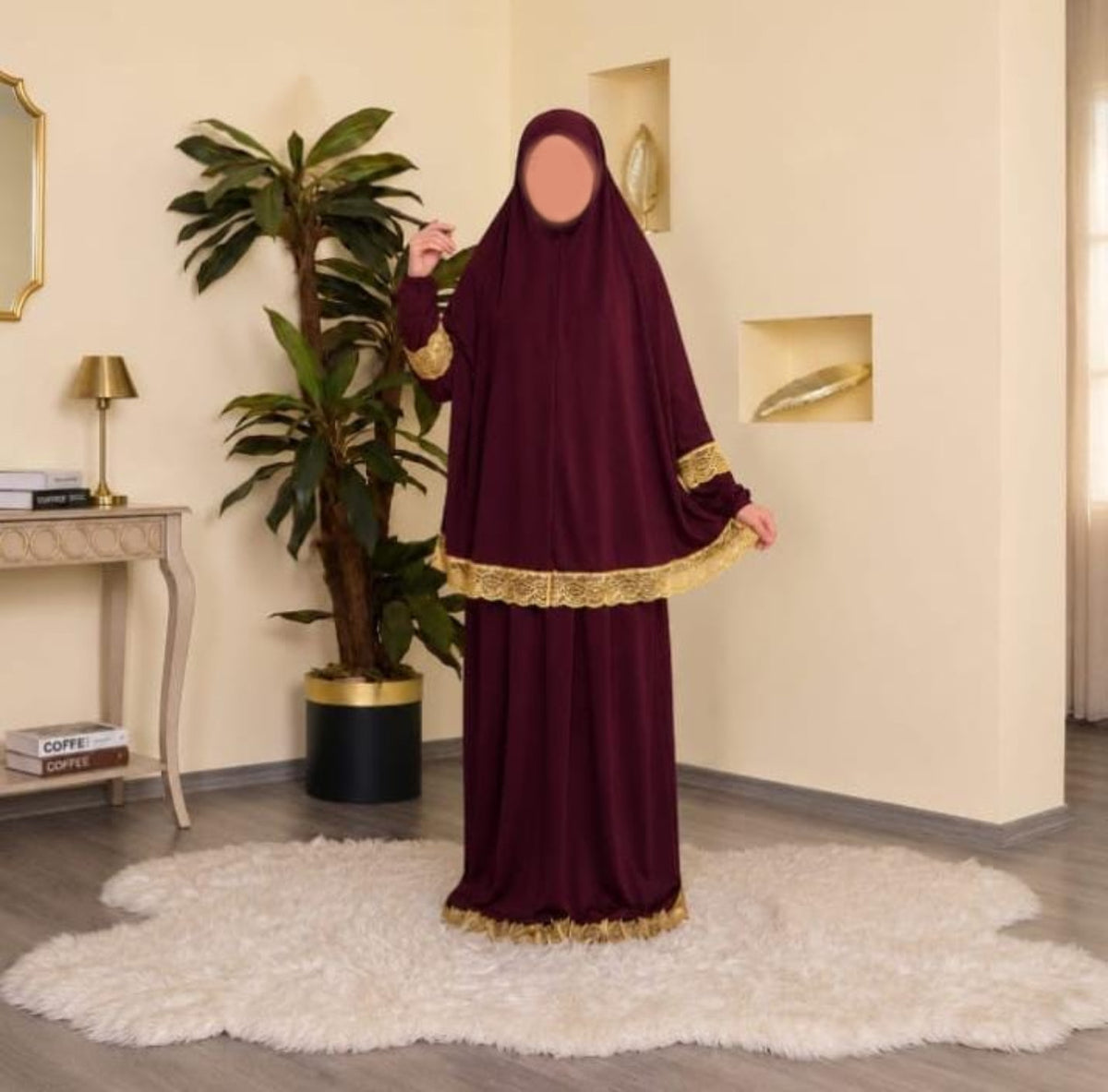 ثوب صلاة قطعتين بكمام نسواني