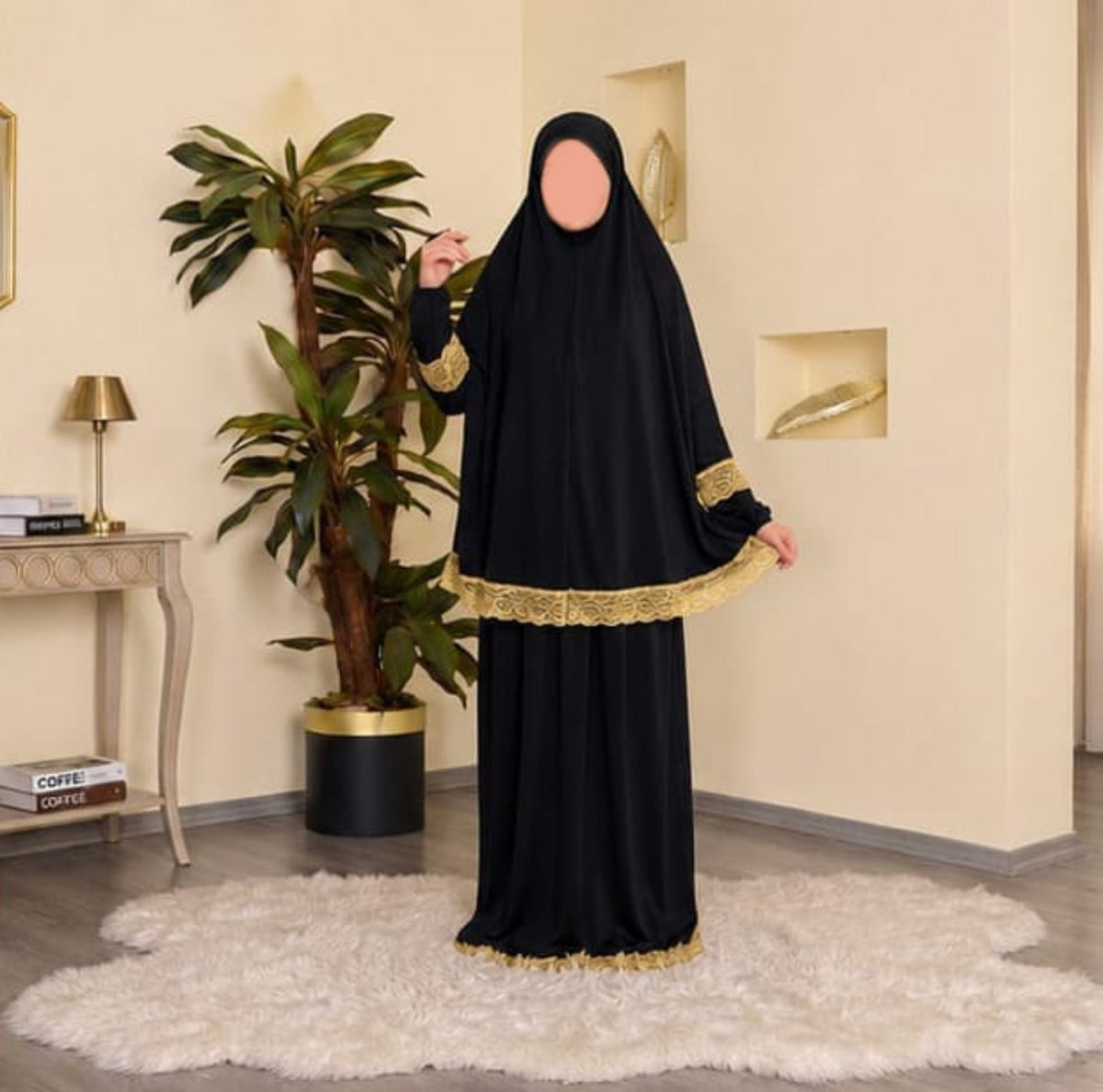 ثوب صلاة قطعتين بكمام نسواني